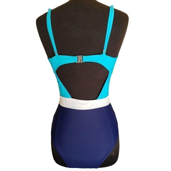 Women's Swimsuit One Piece Small Teal Swimwear Bathing Suit - Picture 2 of 8